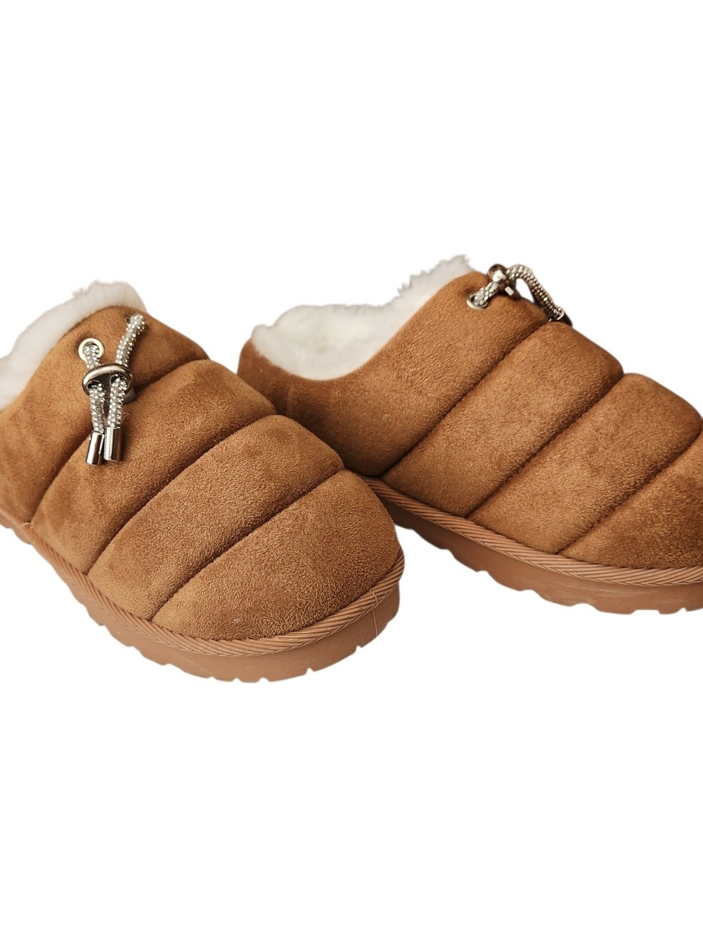 Juicy Couture Brown and White Plush-Lined Slip-Ons Womens M 6.5- 7.5